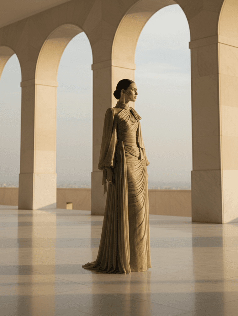 Robe Drapée Aurore d'Orient